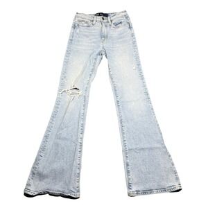 Gap‎ 70s Flare Jeans Distressed Denim Light Wash Ripped Knee Womens Size 25